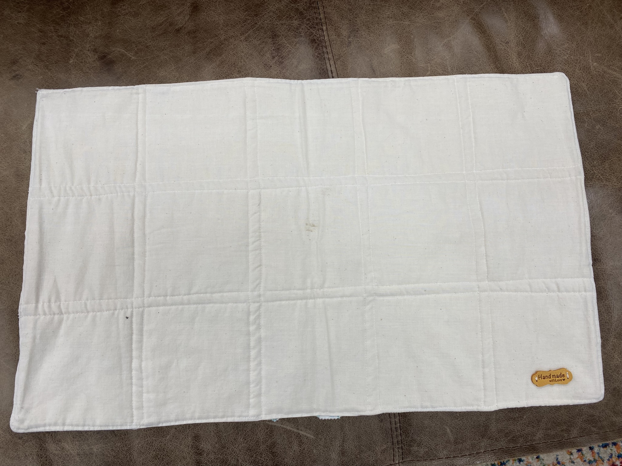 Handmade Doll Quilt Western Style. Brown, Blue, White, And Gray - Image 3