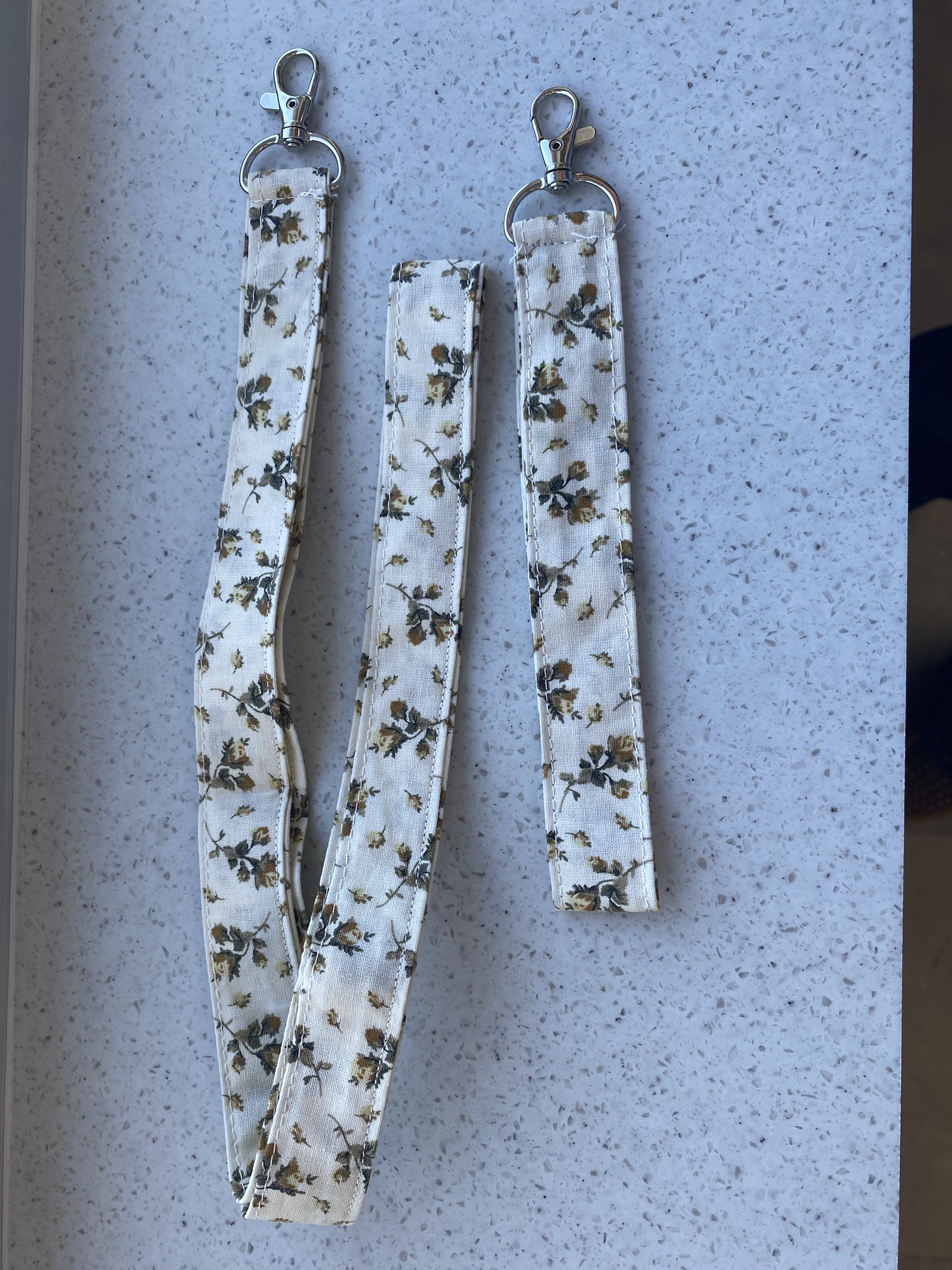 Handmade Keychain And Lanyard Set Flower Pattern-Brown And Cream