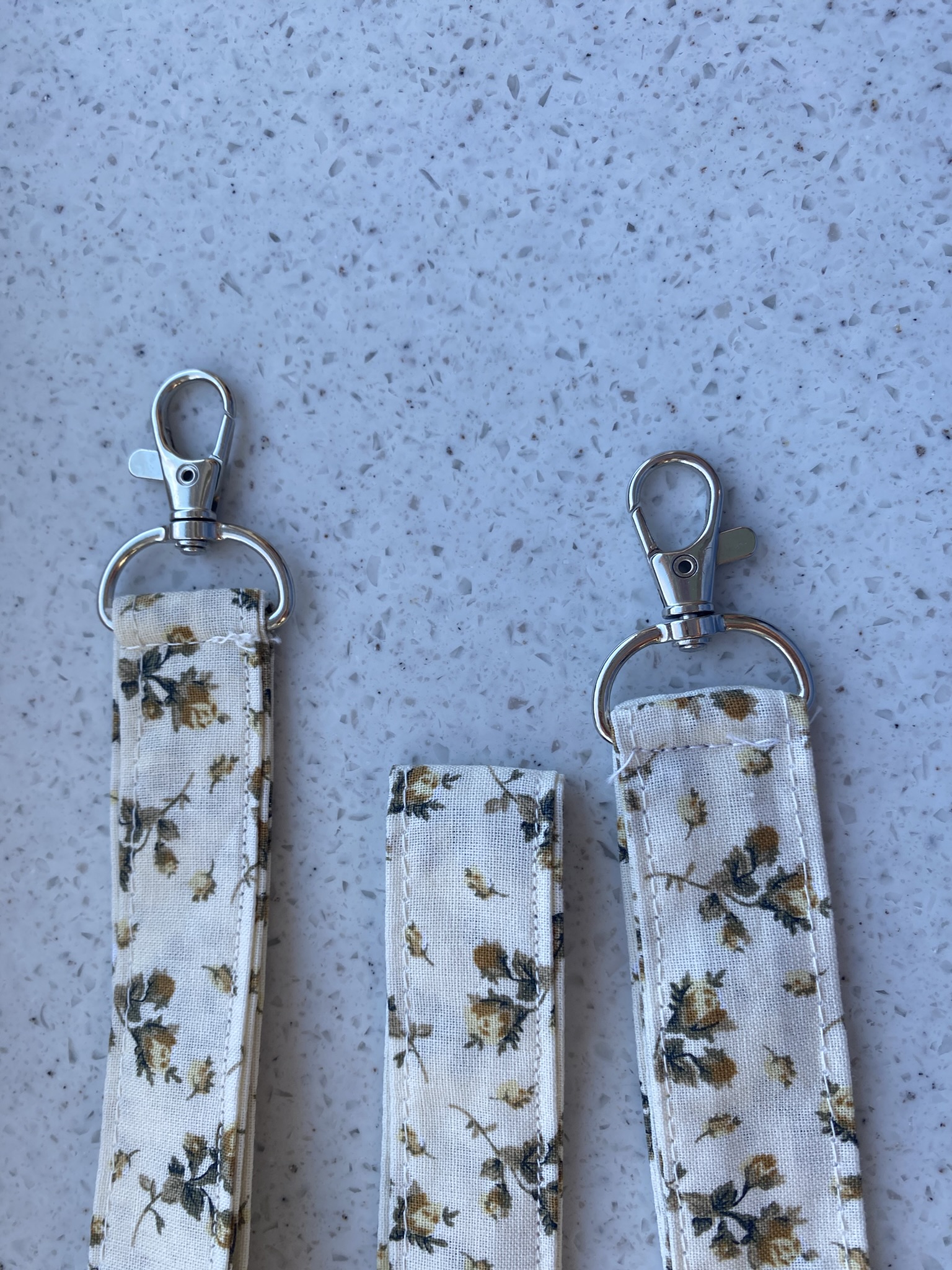 Handmade Keychain And Lanyard Set Flower Pattern-Brown And Cream - Image 3