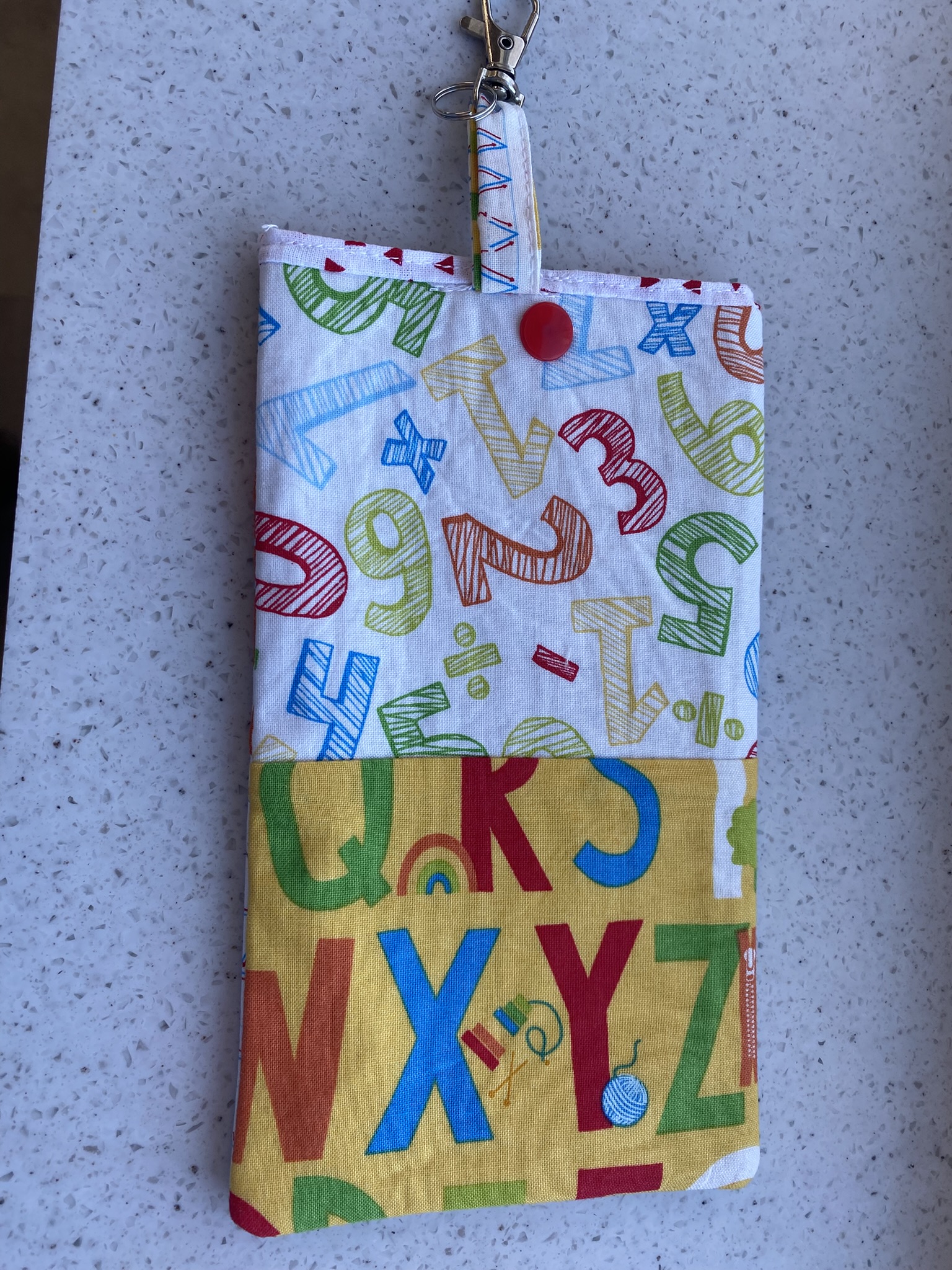 Handmade Quilted Glasses Case – School Teacher Style (Green, Blue, Orange, Red, and Yellow)
